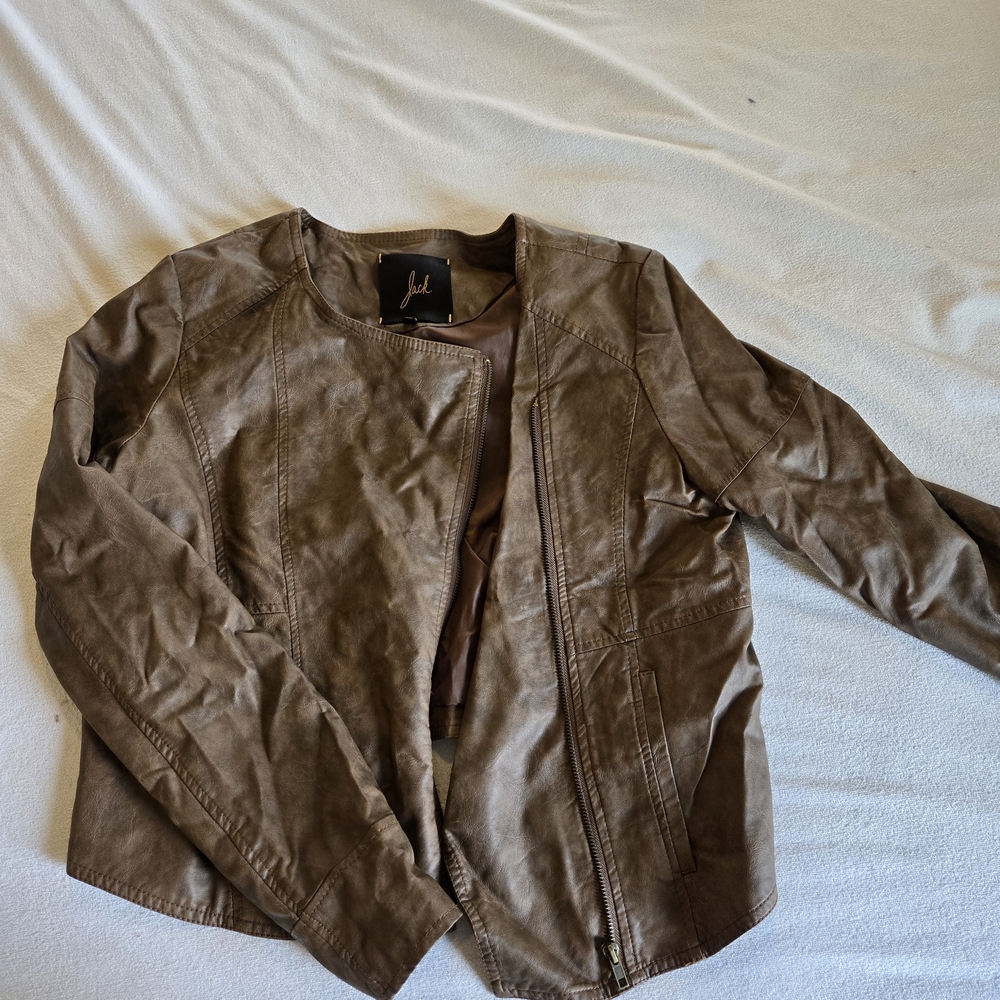 Jolt Brown Faux Leather Moto Jacket